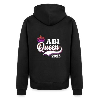 Abitur Queen 2023 Abi Abiturientin - Unisex Premium Bio Zip Hoodie - Schwarz - Hinten - Nico (187cm)