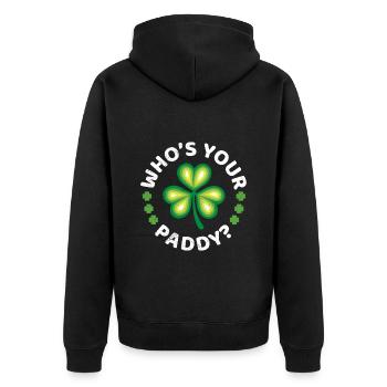 Who's your Paddy? Irland St Patrick’s Day - Unisex Premium Bio Zip Hoodie - Schwarz - Hinten - Nico (187cm)