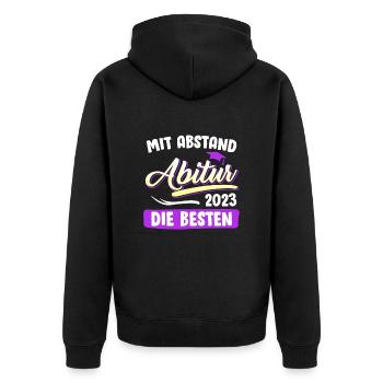 Mit Abstand die Besten Abitur 2023 Abiturientin - Unisex Premium Bio Zip Hoodie - Schwarz - Hinten - Nico (187cm)
