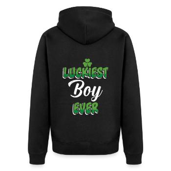 La Saint-Patrick dit le garçon le plus chanceux de tous les temps - Veste à capuche bio Premium Unisexe - noir - Dos - Nico (187cm)