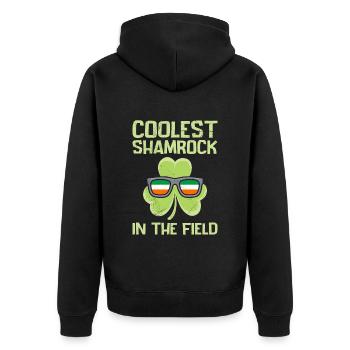 Coolest Shamrock Kleeblatt St Patrick's Day - Unisex Premium Bio Zip Hoodie - Schwarz - Hinten - Nico (187cm)