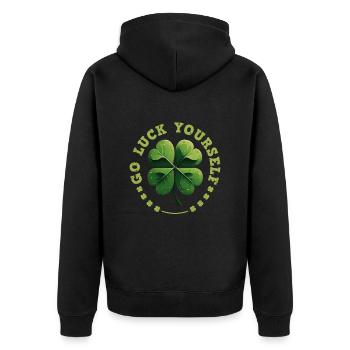 Go luck yourself St Patrick's Day Clover - Unisex Premium Organic Zip Hoodie - black - Back - Nico (187cm)