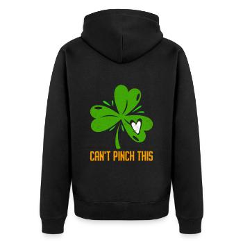 Can't Pinch this Clover St. Patrick's Day - Unisex Premium Organic Zip Hoodie - black - Back - Nico (187cm)