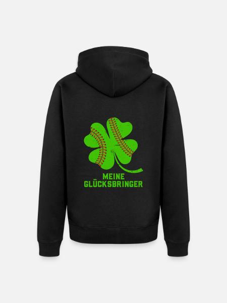 Meine Glücksbringer Baseball Kleeblatt - Unisex Premium Bio Zip Hoodie - Schwarz