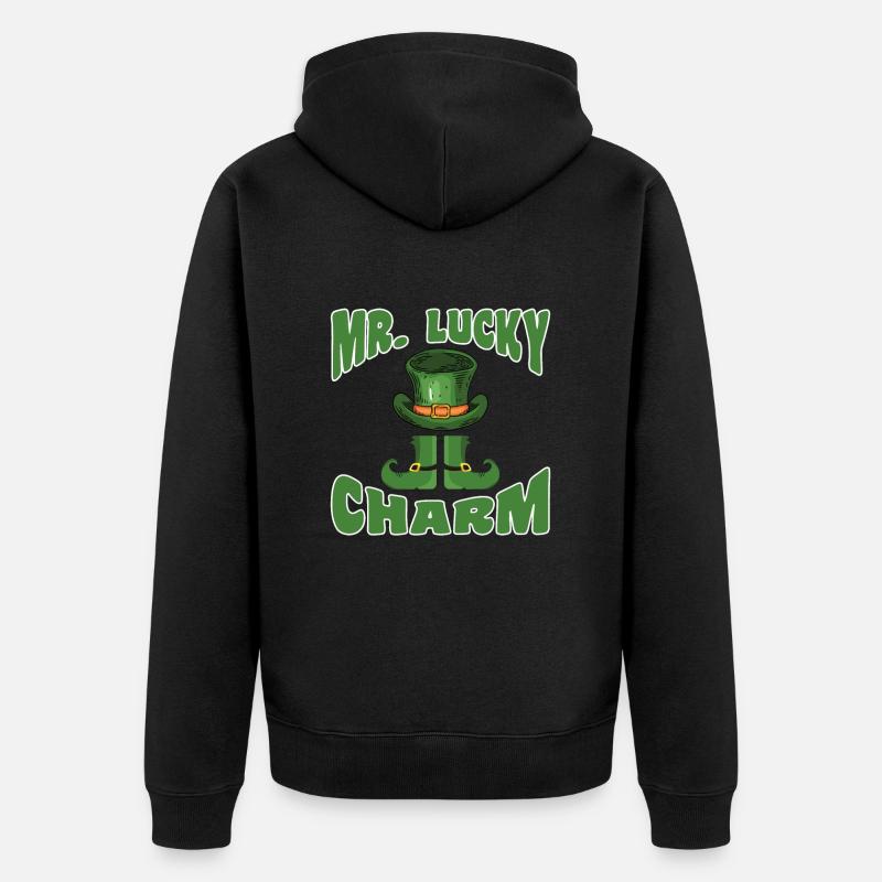 Mr Lucky Charm Glücksbringer Saint-Patrick - Veste à capuche bio Premium Unisexe - noir