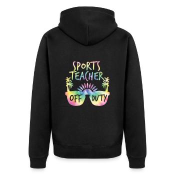 Ferien Sportlehrer außer Dienst Sport Lehrer - Unisex Premium Bio Zip Hoodie - Schwarz - Hinten - Nico (187cm)