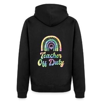 Teacher off duty teacher School holiday teacher - Unisex Premium Organic Zip Hoodie - black - Back - Nico (187cm)