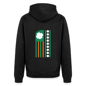 USA St. Patrick's Day Kleeblätter USA Flagge - Unisex Premium Bio Zip Hoodie - Schwarz - Hinten - Nico (187cm)