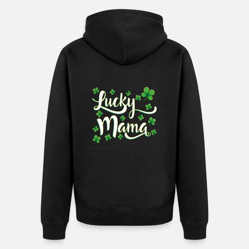 Lucky Mama Saint-Patrick - Veste à capuche bio Premium Unisexe - noir