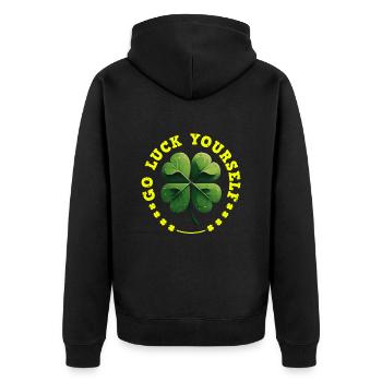 Go luck yourself St Patrick's Day Clover - Unisex Premium Organic Zip Hoodie - black - Back - Nico (187cm)