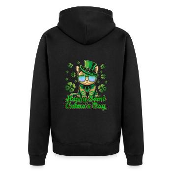 Happy Saint Catmas Day Cats St. Patrick's Day - Unisex Premium Organic Zip Hoodie - black - Back - Nico (187cm)