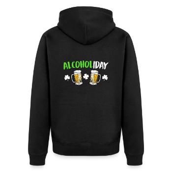 Alcoholiday St. Patricks Day - Unisex Premium Bio Zip Hoodie - Schwarz - Hinten - Nico (187cm)