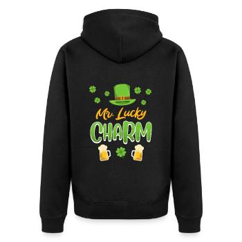 Mr Lucky Charm St. Patrick’s Day Men - Veste à capuche bio Premium Unisexe - noir - Dos - Nico (187cm)