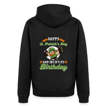 Anniversaire le jour de la Saint-Patrick - Veste à capuche bio Premium Unisexe - noir - Dos - Nico (187cm)