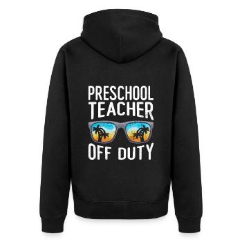 Vorschule Kindergarten Erzieher off duty Lehrer - Unisex Premium Bio Zip Hoodie - Schwarz - Hinten - Nico (187cm)