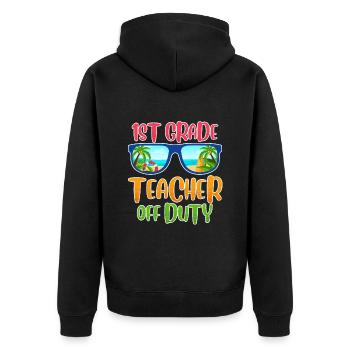 First Class Class Teachers on Vacation Teachers - Unisex Premium Organic Zip Hoodie - black - Back - Nico (187cm)