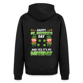 Anniversaire le jour de la Saint-Patrick Anniversaire - Veste à capuche bio Premium Unisexe - noir - Dos - Nico (187cm)