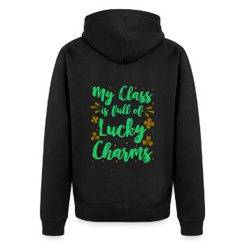 My Class is full of Lucky Charms Class teacher - Unisex Premium Organic Zip Hoodie - black - Back - Nico (187cm)