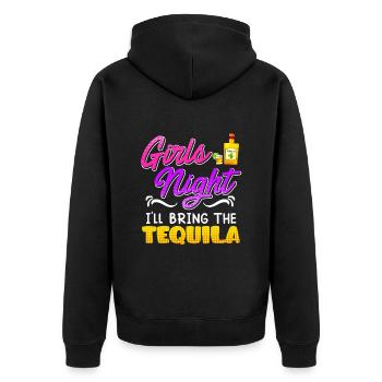 Girls Night Ich bringe den Tequila Spring Break - Unisex Premium Bio Zip Hoodie - Schwarz - Hinten - Nico (187cm)