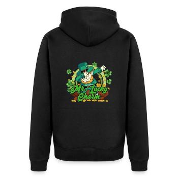 Mr Lucky Charm Glücksbringer Saint-Patrick - Veste à capuche bio Premium Unisexe - noir - Dos - Nico (187cm)
