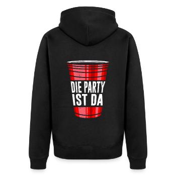 Beer Pong Die Party ist da Party Bier Pong - Unisex Premium Bio Zip Hoodie - Schwarz - Hinten - Nico (187cm)
