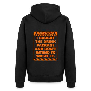 Attention j’ai réservé le forfait boissons party - Veste à capuche bio Premium Unisexe - noir - Dos - Nico (187cm)