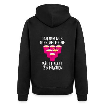 Beer Pong Bälle nass machen Party Bier Pong - Unisex Premium Bio Zip Hoodie - Schwarz - Hinten - Nico (187cm)