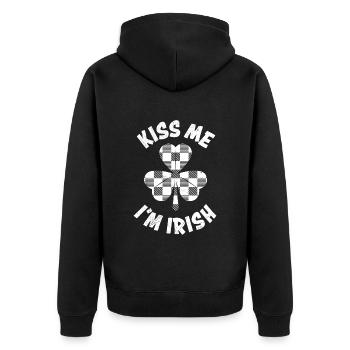Küss mich ich bin Irisch St. Patrick’s Day - Unisex Premium Bio Zip Hoodie - Schwarz - Hinten - Nico (187cm)