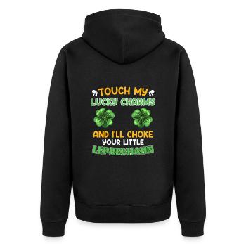 Lustiger St. Patrick’s Day Spruch Lucky Charms - Unisex Premium Bio Zip Hoodie - Schwarz - Hinten - Nico (187cm)