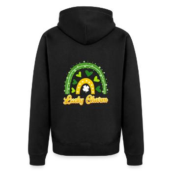 Lucky Charm St. Patrick's Day - Unisex Premium Organic Zip Hoodie - black - Back - Nico (187cm)