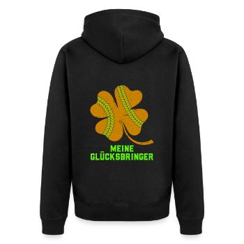 Mes porte-bonheur Baseball Clover - Veste à capuche bio Premium Unisexe - noir - Dos - Nico (187cm)