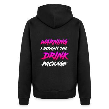 Attention j’ai réservé le forfait boissons party - Veste à capuche bio Premium Unisexe - noir - Dos - Nico (187cm)
