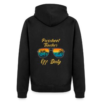 Vorschule Kindergarten Erzieher off duty Lehrer - Unisex Premium Bio Zip Hoodie - Schwarz - Hinten - Nico (187cm)