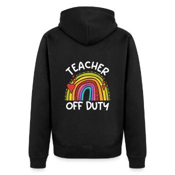 Teacher off duty Lehrerin außer Dienst Lehrer - Unisex Premium Bio Zip Hoodie - Schwarz - Hinten - Nico (187cm)