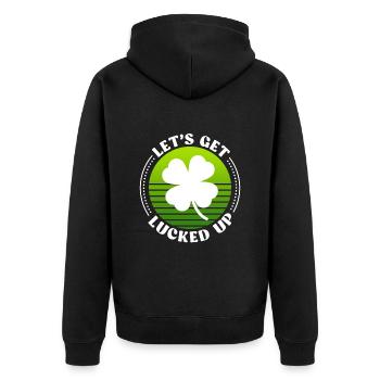 Let's get lucked up Kleeblatt St. Patrick's Day - Unisex Premium Bio Zip Hoodie - Schwarz - Hinten - Nico (187cm)