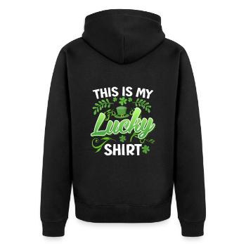 Ma chemise bonheur Porte-bonheur Porte-bonheur Saint-Patrick - Veste à capuche bio Premium Unisexe - noir - Dos - Nico (187cm)