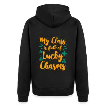 My Class is full of Lucky Charms Class teacher - Unisex Premium Organic Zip Hoodie - black - Back - Nico (187cm)