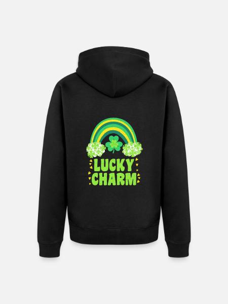 Lucky Charm Glücksbringer Regenbogen - Unisex Premium Bio Zip Hoodie - Schwarz