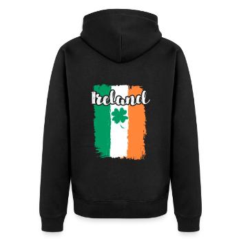 Irland Kleeblatt St. Patrick’s Day - Unisex Premium Bio Zip Hoodie - Schwarz - Hinten - Nico (187cm)