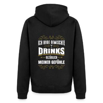 Gemischte Drinks bezüglich meiner Gefühle Party - Unisex Premium Bio Zip Hoodie - Schwarz - Hinten - Nico (187cm)