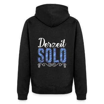 Derzeit Single Ich bin Single Party - Unisex Premium Bio Zip Hoodie - Schwarz - Hinten - Nico (187cm)