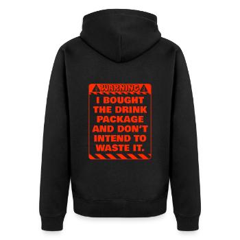 Attention j’ai réservé le forfait boissons party - Veste à capuche bio Premium Unisexe - noir - Dos - Nico (187cm)