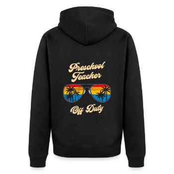 Vorschule Kindergarten Erzieher off duty Lehrer - Unisex Premium Bio Zip Hoodie - Schwarz - Hinten - Nico (187cm)