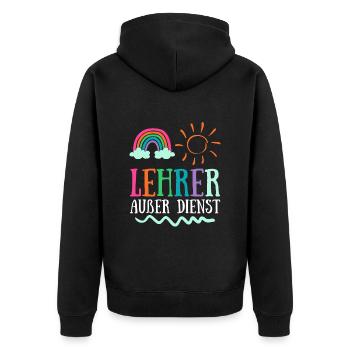 Teacher off duty Lehrerin Schule Ferien Lehrer - Unisex Premium Bio Zip Hoodie - Schwarz - Hinten - Nico (187cm)