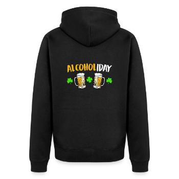 Alcoholiday St. Patricks Day - Unisex Premium Bio Zip Hoodie - Schwarz - Hinten - Nico (187cm)