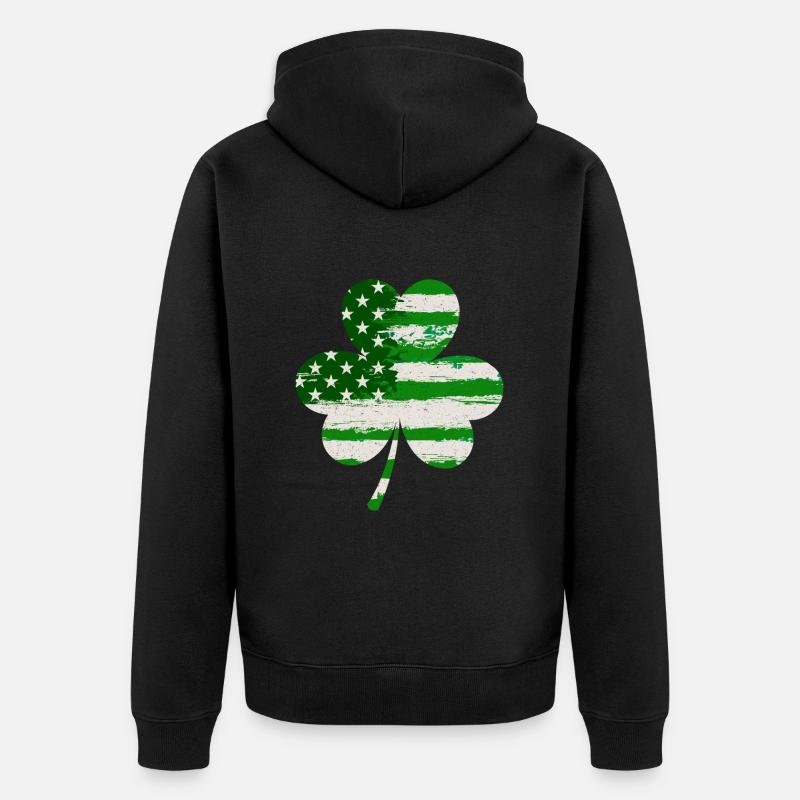 USA Clover Lucky Charm États-Unis - Veste à capuche bio Premium Unisexe - noir