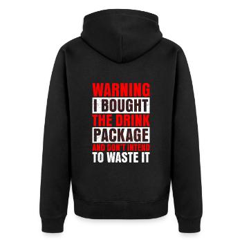 Attention j’ai réservé le forfait boissons party - Veste à capuche bio Premium Unisexe - noir - Dos - Nico (187cm)