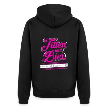 Feiern Saufen Titten und Bier Urlaub Party - Unisex Premium Bio Zip Hoodie - Schwarz - Hinten - Nico (187cm)