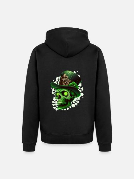 Saint-Patrick Leprechaun squelette irlandais - Veste à capuche bio Premium Unisexe - noir
