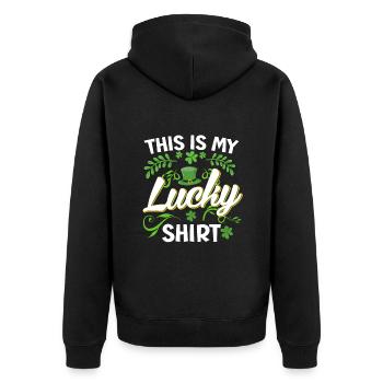 Ma chemise bonheur Porte-bonheur Porte-bonheur Saint-Patrick - Veste à capuche bio Premium Unisexe - noir - Dos - Nico (187cm)